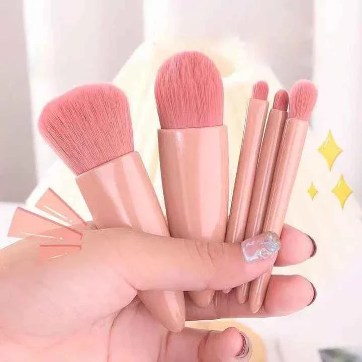 Set of 5 makeup brushes with box