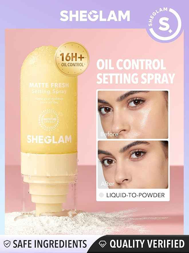 SHEGLAM Matte Fresh Setting Spray Ultra Matte Liquid-To-Powder Long Lasting Makeup YELLOW