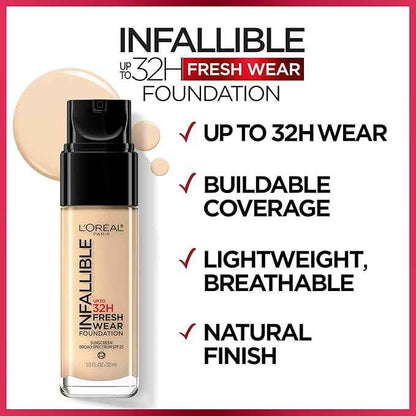 L'Oreal Paris Makeup Infallible Up to 32 Hour Fresh Wear Lightweight Foundation