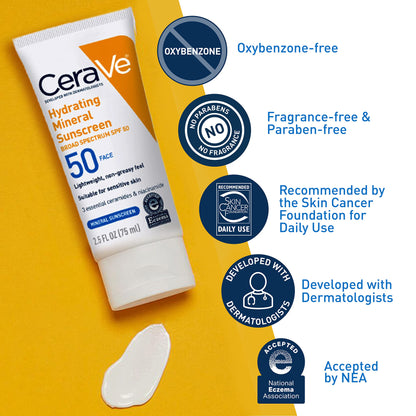 SPF 50 Hydrating Mineral Sunscreen for Face