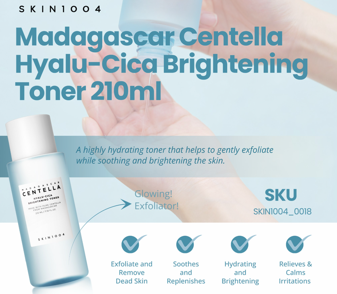 SKIN 1004 madagascar centella hyalu cica birightning tonner