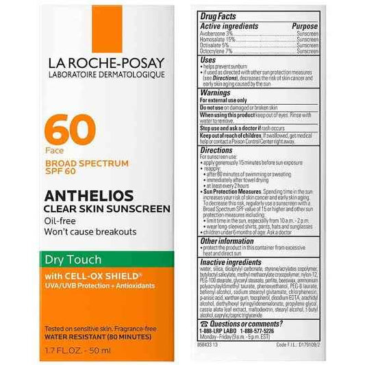 La Roche-Posay Anthelios Clear Skin Oil Free Sunscreen SPF 60 - 50 ml
